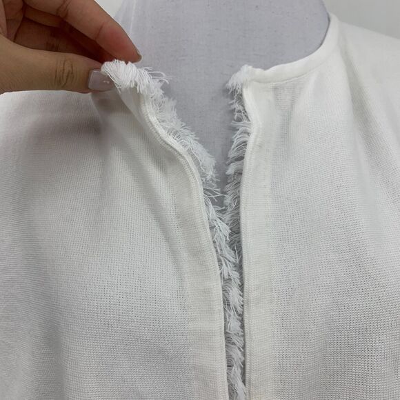 J. McLaughlin Cardigan Womens S Small Fringe Hem Open Front Collarless Cropped - Picture 4 of 14